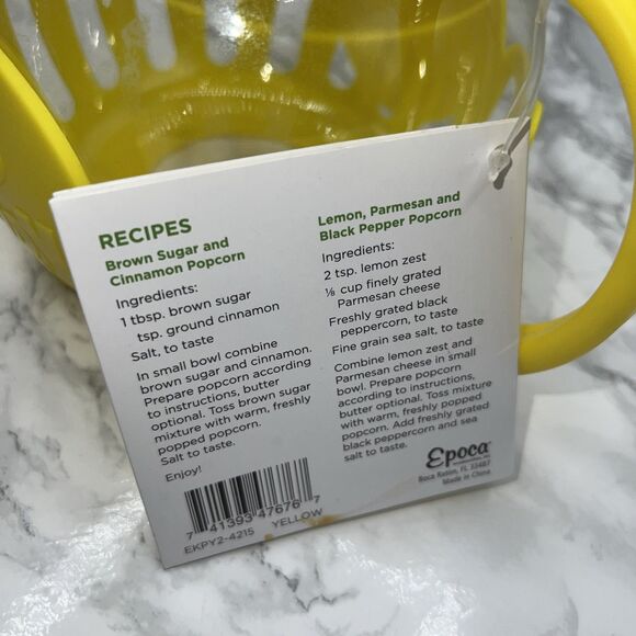 ECOLUTION Yellow Patented Micro-Pop Microwave Popcorn Popper -1.5qt NEW! - Picture 5 of 6